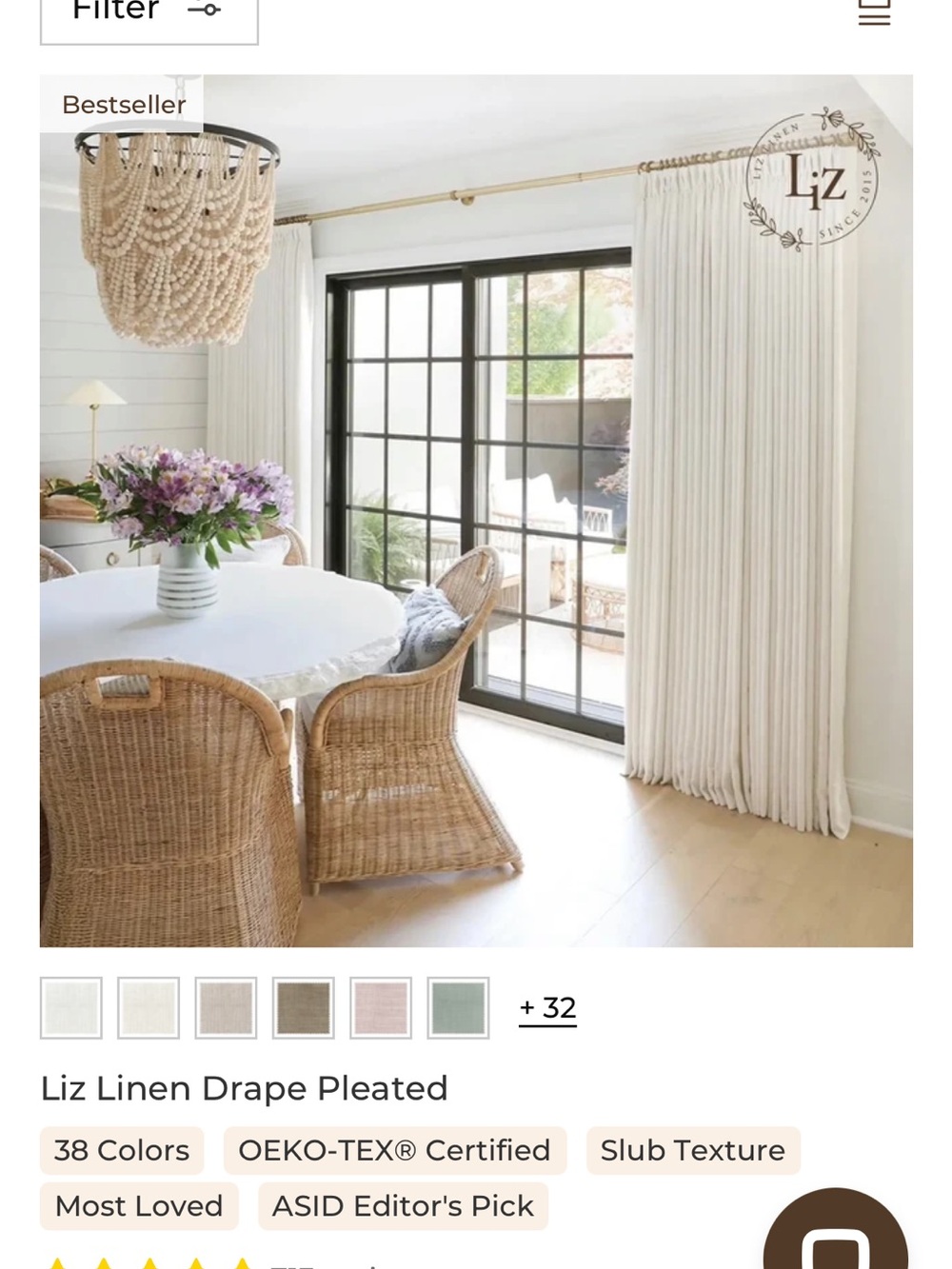 Linen Pleated Drapes in Cream - Elegant Window Curtains